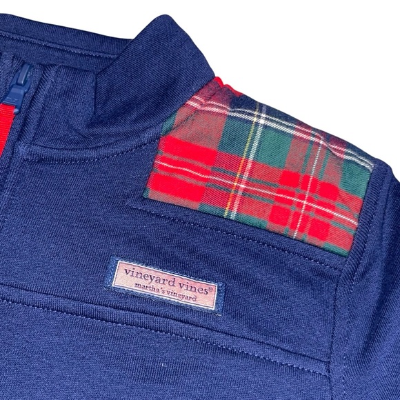 Vineyard Vines Girl’s Navy Blue Merry Plaid Relaxed Shep Shirt Medium 10-12 - Picture 2 of 7